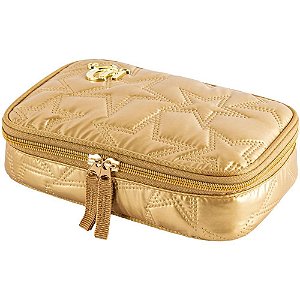 Estojo Tecido BOX Capricho Estrelas Dourado