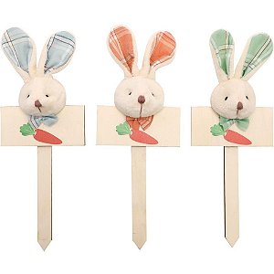 Decoração de Páscoa Plaquinha C/COELHO Xadrez SORT