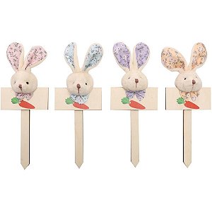 Decoração de Páscoa Plaquinha C/COELHO Floral SORT