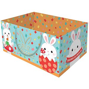 Cesta de Papel Caixote Páscoa Doçura com ALÇA G Pacote com 10