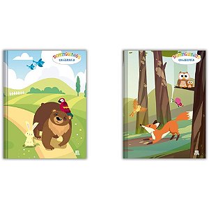 Caderno de Caligrafia Capa Dura Dominguinhos 40 Folhas Costurado - Pacote com 5