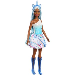 Barbie Fantasy Boneca Saia Unicórnio Sonho Azul