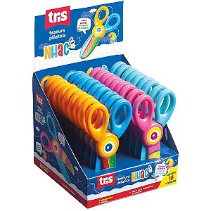 Tesoura Escolar TRIS NHAC Lamina Plast.colorid Display C/ 18