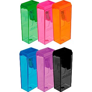 Apontador com Depósito Bloco 6CM ROSA/ROXO Caixa com 24 Unidades