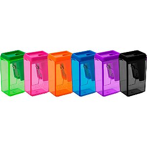 Apontador com Depósito Léo e Léo Bloco 4CM ROSA/ROXO Caixa com 24 Unidades
