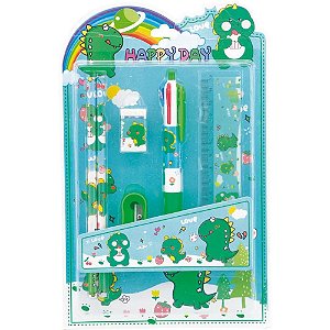 Kit Escolar AZ/VD C/5 PÇS e Caneta 4CORES