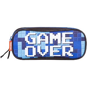 Estojo Tecido Game PLUS 2ZIP. Azul