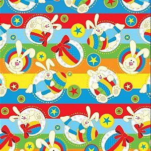 Papel Presente Bobina Couchê 60CM Coelho Cores Bobina C/100M