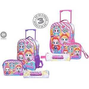 Mochila Infantil C/ Rodinha GIRLS Surprise KIT C/3PÇS SORT