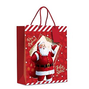 Sacola de Natal 34X38X15CM Brilho Natalino PCT com 10