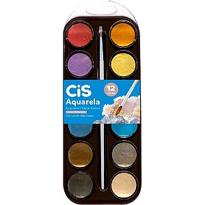 Aquarela Escolar CIS Metálica 12 Cores
