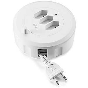 Extensão Elétrica Carretel Bipolar 2P 10A 5M com 3 Tomadas