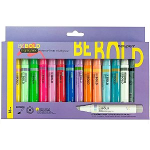 Caneta Marca Texto Bebold 16 Cores com Blender