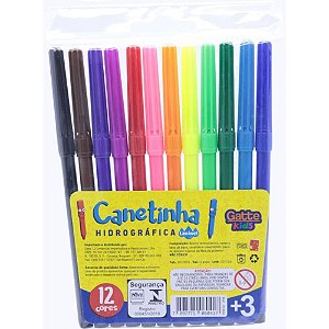 Caneta Hidrográfica Hidrocor KIDS 12 Cores - Pacote com 12