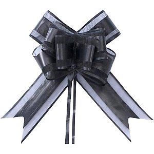 Laço Pronto Decorado 32MMX47CM Luxo Fio Preto PCT.C/100