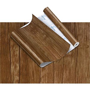 Papel de Parede Plástico Adesivo 45CM X 10M Madeira Nogueira