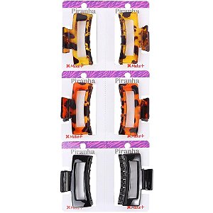 Acessório para Cabelo Piranha Retangular 6CM Pacote com 6