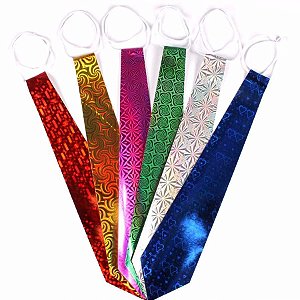 Kit 30 Gravatas Holográficas Coloridas P/ Festas Casamentos