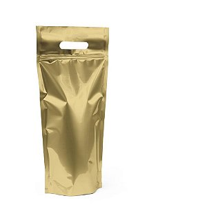 Embalagem para Garrafa 19,5X43X4,5CM Sacola Laminada Ouro Pacote com 10