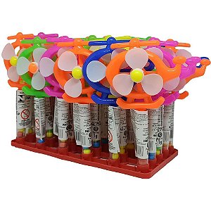 Doce Confeito Catavento Helitoy com Brinquedo Helicóptero Display com 30 Unidades