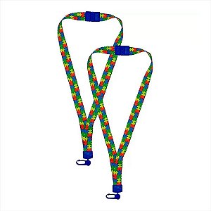 Cordão para Crachá Tecido QUEBRA-CABEÇA Tea com Trava de Segurança - Pacote com 2