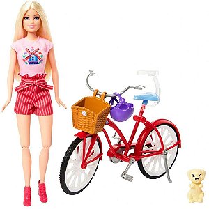 Barbie Estate Conjunto Bicicleta com Boneca e Cachorro
