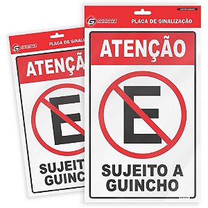 Placa de Sinalização Proibido Estacionar 16X25CM Pacote com 05