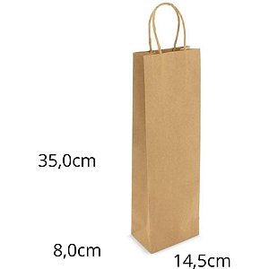 Sacola para Presente KRAFT Garrafa 14,5X37,5X8CM - Pacote com 10 Unidades