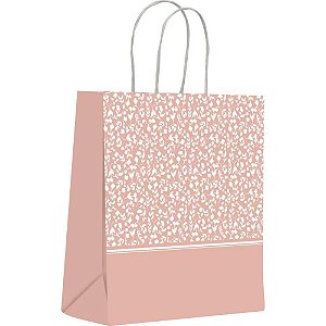 Sacola para Presente Decorada Nude Rosas Grande 32X38X19CM Pacote com 10