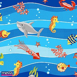 TNT Estampado 1,40M 40G Fundo do MAR - Bobina com 25 Metros