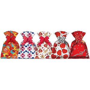 Saco Metalizado 30X45CM Romântico Sortido Pacote com 50