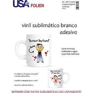 Vinil para Sublimação A4 Adesivo Branco Pacote com 10 Folhas