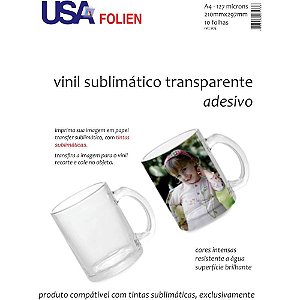 Vinil P/ Sublimação A4 Adesivo Transparente Pacote com 10