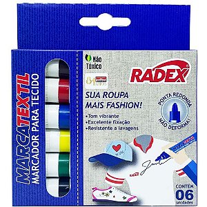 Caneta para Tecido Marcatêxtil Cores Sortidas - Caixa com 06