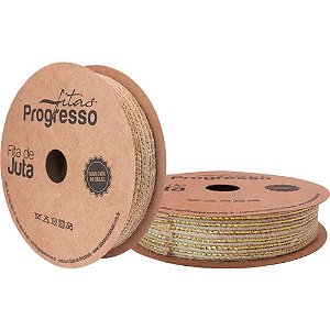 Fita ARAMADA de Juta 20MMX10M. CRU com Dourado