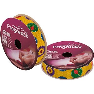 Fita de Cetim Decorada 15MM X 10M Festa Junina Amarelo