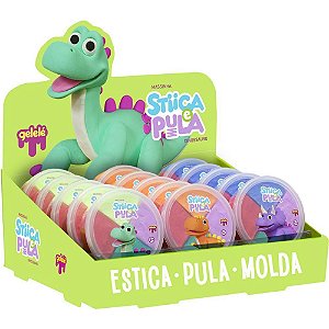 Massa para Modelar Criativa Stica e Pula Dino 4 Cores - Display com 15 Potes