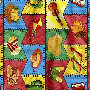 TNT Estampado 1,40M 40G Releitura Bandeira Junina - Rolo com 25M