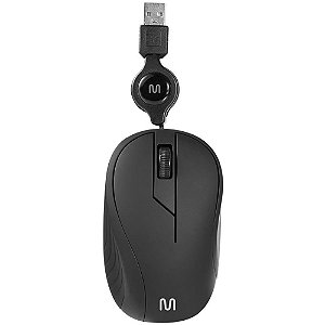 Mouse óptico USB Retrátil 1200DPI 3 Botões Preto