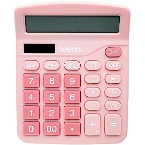 Calculadora de Mesa 12 Dígitos Rosa Neo Solar Letron