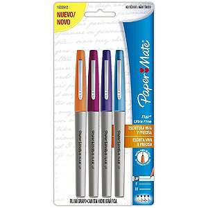 Caneta Paper Mate Flair Ultrafina Fashion - Blister com 04