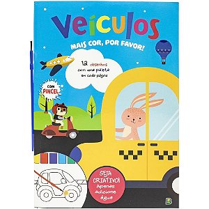 Livro Aquarela Mais COR por Favor - Carros com 12 Desenhos para Pintar