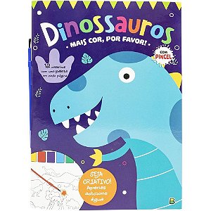 Livro Aquarela Mais COR por Favor Dinossauro - 12 Desenhos