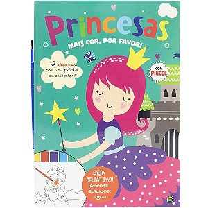Livro Aquarela Mais COR por Favor Princesas - 12 Desenhos