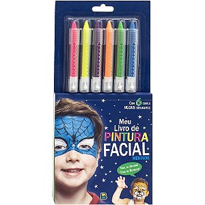 Livro Brinquedo Ilustrado Pintura Facial Masculino 13X28CM 60 Páginas