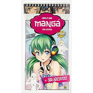 Livro com Adesivos Crie o Seu Mangá 14X27CM - 36 Páginas