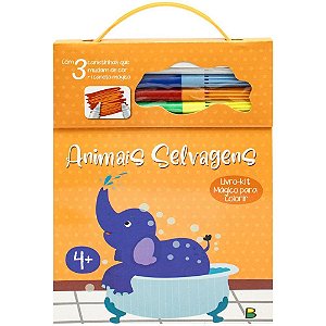 Livro Infantil Colorir Mágico Animais Selvagens com Canetinhas - 80 Páginas