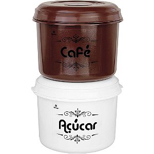 Pote Plástico Conjunto 2 Potes AÇÚCAR/CAFÉ 1,6L