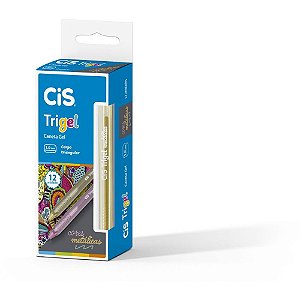Caneta GEL CIS Trigel 1,0MM Ouro Metálica  Caixa com 12