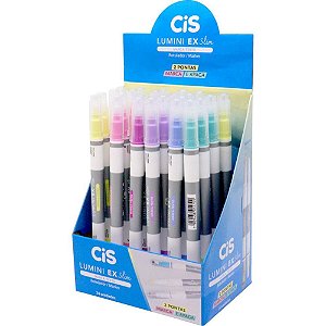 Caneta Marca Texto CIS Lumini EX SLIM Sortidas Display com 24